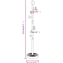 vidaXL Kapstok 172 cm gepoedercoat ijzer wit