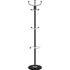 vidaXL Kapstok met parapluhouder 180 cm gepoedercoat ijzer zwart