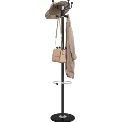 vidaXL Kapstok met parapluhouder 180 cm gepoedercoat ijzer zwart