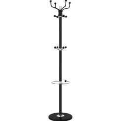 vidaXL Kapstok met parapluhouder 180 cm gepoedercoat ijzer zwart