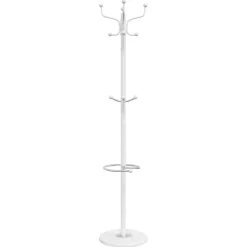 vidaXL Kapstok met parapluhouder 180 cm gepoedercoat ijzer wit