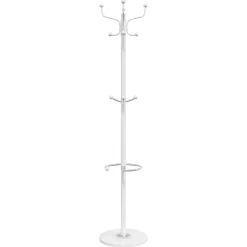 vidaXL Kapstok met parapluhouder 180 cm gepoedercoat ijzer wit