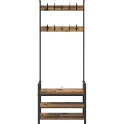vidaXL Kapstok met plank Oud hout 75 x 34 x 184 cm Bewerkt hout