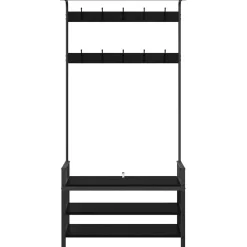 vidaXL Kapstok met plank Zwart eiken 95 x 34 x 184 cm Bewerkt hout