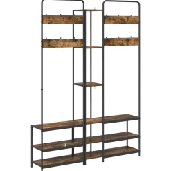 vidaXL Kapstok met schoenenbank Gerookt eiken 143 x 30 x 199,5 cm