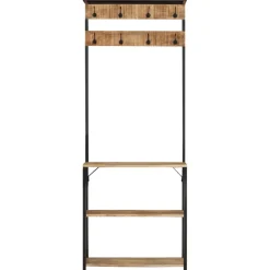 vidaXL Kapstok met schoenenrek 68x30x182 cm massief ruw mangohout