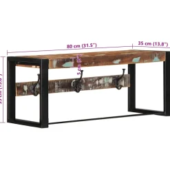 vidaXL Kapstok 80x35x35 cm massief gerecycled hout meerkleurig
