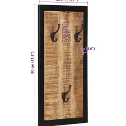 vidaXL Kapstok 40x2x80 cm massief ruw mangohout