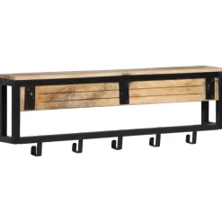vidaXL Kapstok 87x10x27 cm massief ruw mangohout
