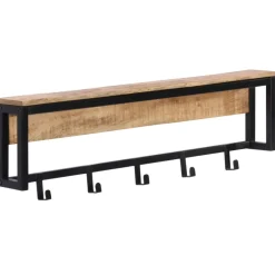 vidaXL Kapstok 87x10x27 cm massief ruw mangohout