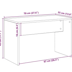 vidaXL Kaptafelkruk 70x35x45 cm bewerkt hout artisanaal eikenkleur