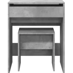 vidaXL Kaptafel met krukje 60x40x113,5 cm betongrijs