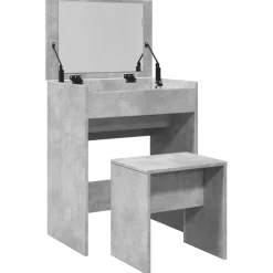 vidaXL Kaptafel met krukje 60x40x113,5 cm betongrijs