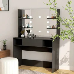 vidaXL Kaptafel met LED-verlichting 100x40x135 cm MDF zwart
