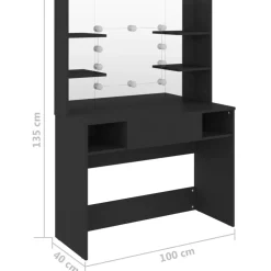 vidaXL Kaptafel met LED-verlichting 100x40x135 cm MDF zwart