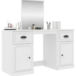vidaXL Kaptafel met spiegel 130x50x132,5 cm wit