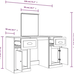 vidaXL Kaptafel met spiegel 130x50x132,5 cm wit