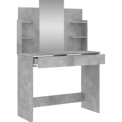vidaXL Kaptafel met spiegel 96x39x142 cm betongrijs