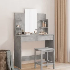 vidaXL Kaptafel met spiegel 96x39x142 cm betongrijs