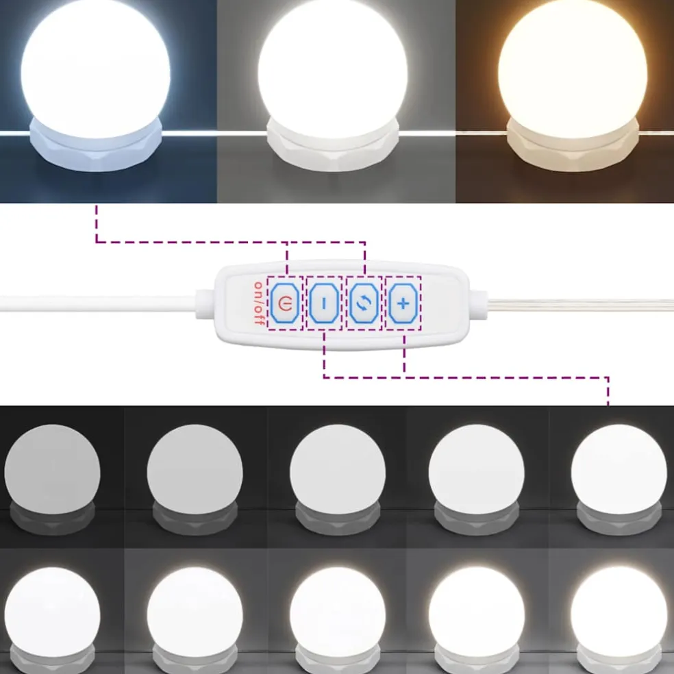 vidaXL Kaptafelset met LED's bewerkt hout betongrijs