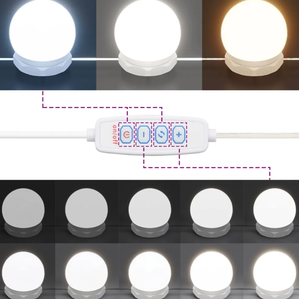 vidaXL Kaptafelset met LED-verlichting bewerkt hout artisanaal eiken