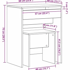 vidaXL Kaptafel 2 st Oud Hout 60 x 40 x 75 cm Bewerkt hout
