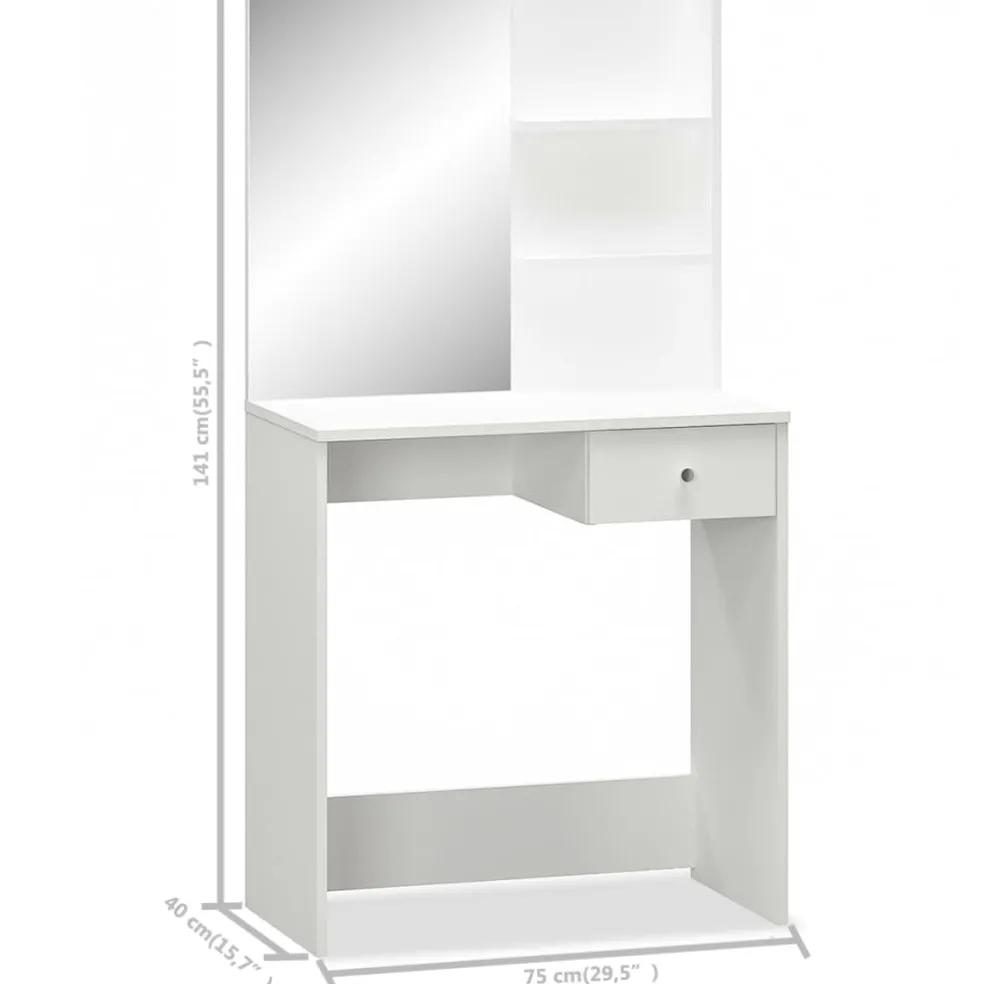 vidaXL Kaptafel 75x40x141 cm bewerkt hout wit