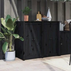 vidaXL Kastdeurtjes voor buitenkeuken MEPPEL 2 st 50x9x82 cm zwart