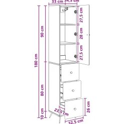 vidaXL Kastenset 2 st 34,5 x 34,5 x 90 cm Bewerkt hout Oud hout