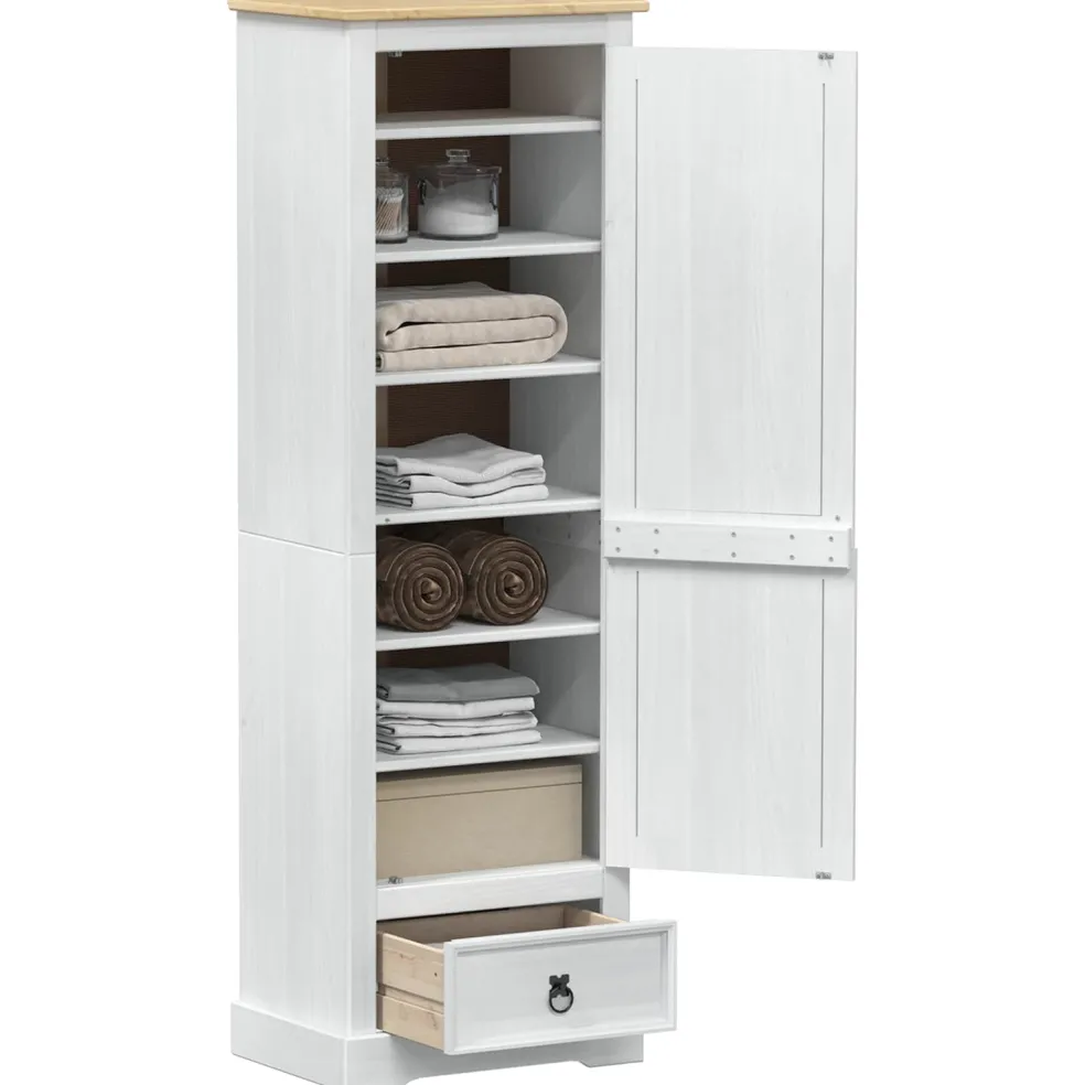 vidaXL Kasten Wit 55 x 38 x 170 cm Massief grenenhout