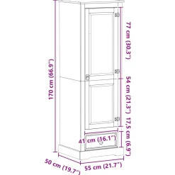 vidaXL Kasten Wit 55 x 50 x 170 cm Massief grenenhout
