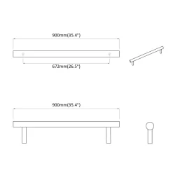 vidaXL Kasthandgreep 2 st Zilver 900 mm Roestvrij staal