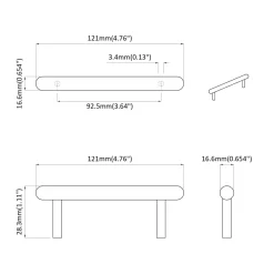 vidaXL Kasthandgreep 2 st Zwart 121 x 16.6 x 28.3 mm IJzer