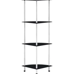 vidaXL Kastje 4-laags 30x30x100 cm gehard glas zwart