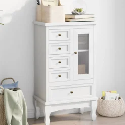 vidaXL Kast met 5 lades en 2 planken wit