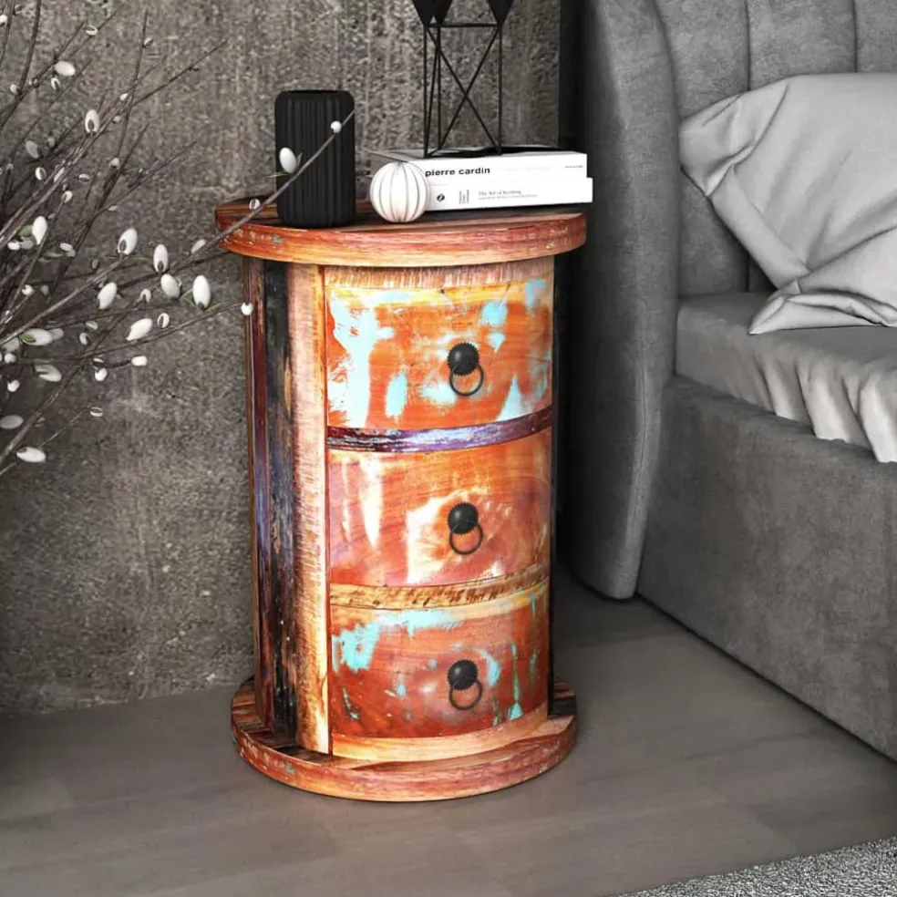 vidaXL Kast met 3 lades massief gerecycled hout