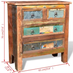 vidaXL Kast met 4 lades massief gerecycled hout