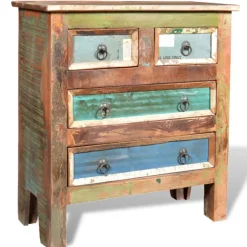 vidaXL Kast met 4 lades massief gerecycled hout