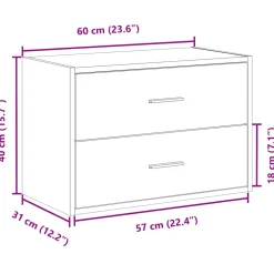 vidaXL Kast met 2 lades 60x31x40 cm bewerkt hout oud houtkleurig