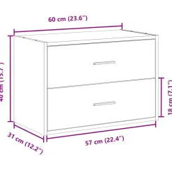 vidaXL Kast met 2 lades 60x31x40 cm bewerkt hout wit
