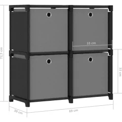 vidaXL Kast met 4 vakken met boxen 69x30x72,5 cm stof zwart