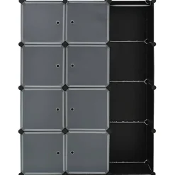 vidaXL Kast met 9 vakken modulair 109x36,5x143 cm zwart en wit
