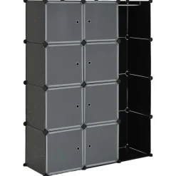 vidaXL Kast met 9 vakken modulair 109x36,5x143 cm zwart en wit