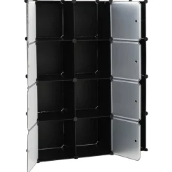 vidaXL Kast met 9 vakken modulair 109x36,5x143 cm zwart en wit