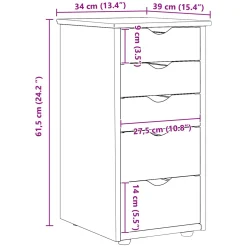 vidaXL Kast 34 x 39 x 61,5 cm Massief Vurenhout Honingbruin