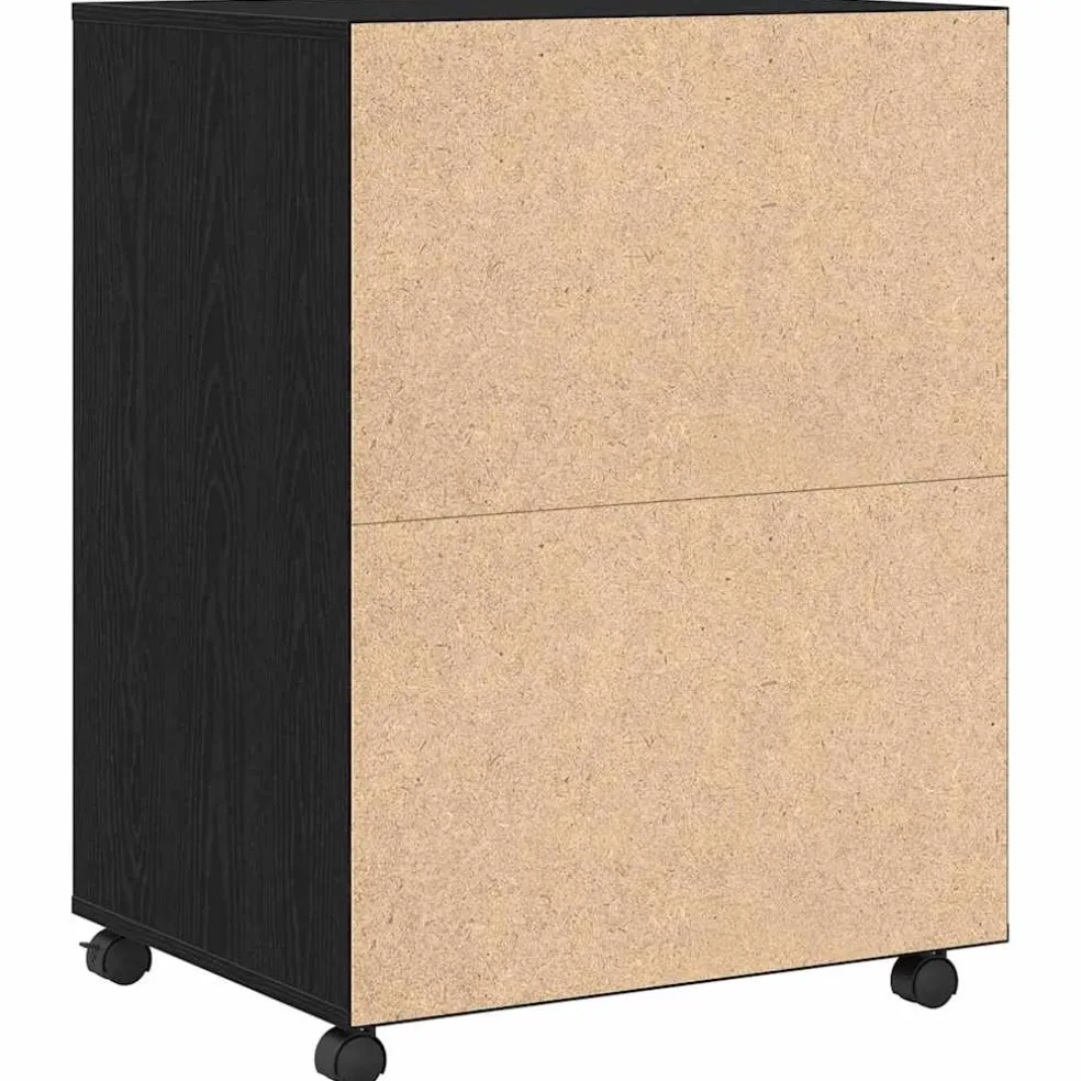 vidaXL Kast Zwart Eiken 60 x 48 x 74.5 cm Met wielen