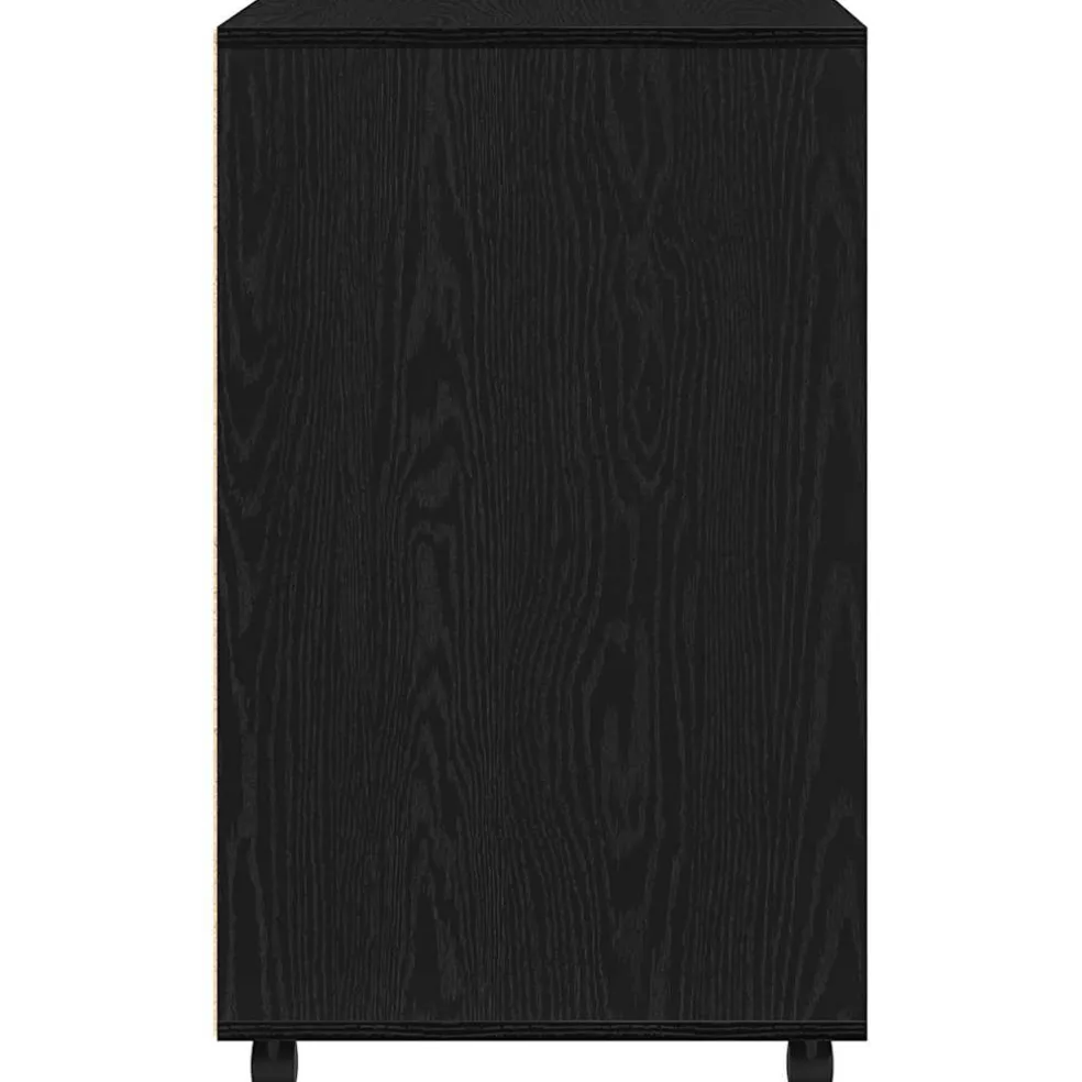 vidaXL Kast Zwart Eiken 60 x 48 x 74.5 cm Met wielen