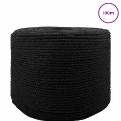 vidaXL Katoen Touw 2 st 2 mm 100 m Zwart 100% Katoen