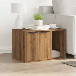 vidaXL Kattenbakkast 60x40x40 cm bewerkt hout artisanaal eikenkleurig