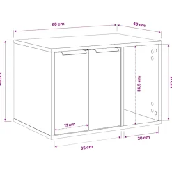 vidaXL Kattenbakkast 60x40x40 cm bewerkt hout wit